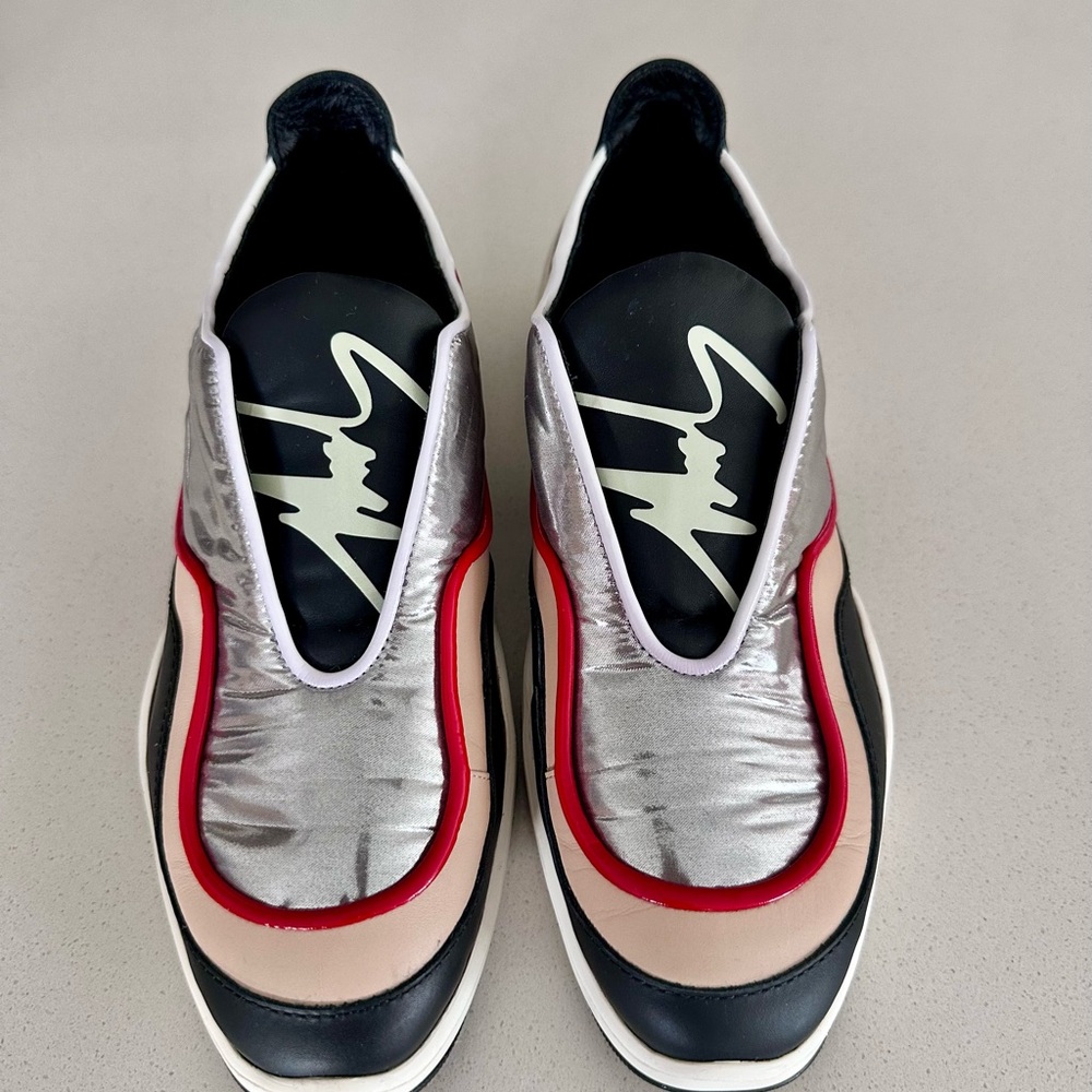 Giuseppe Zanotti Slip-On Sneakers Silver & Black | Leather | EU 37